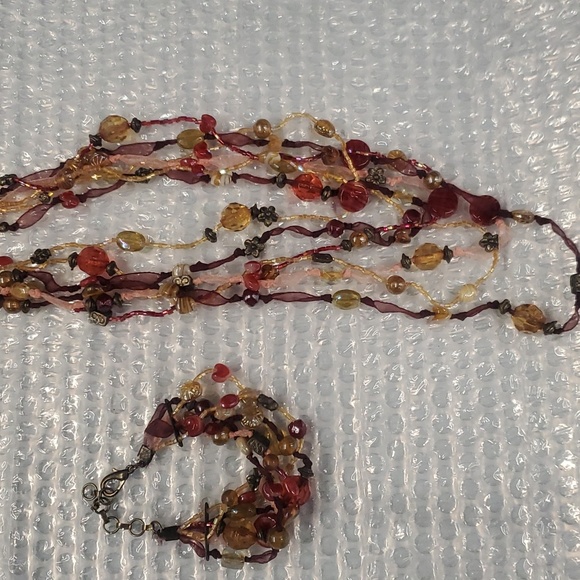 BOHO Morano glass & Beaded  Necklace mukti strand ITALY BOHEMIAN Bracelet Bundle - Picture 9 of 10